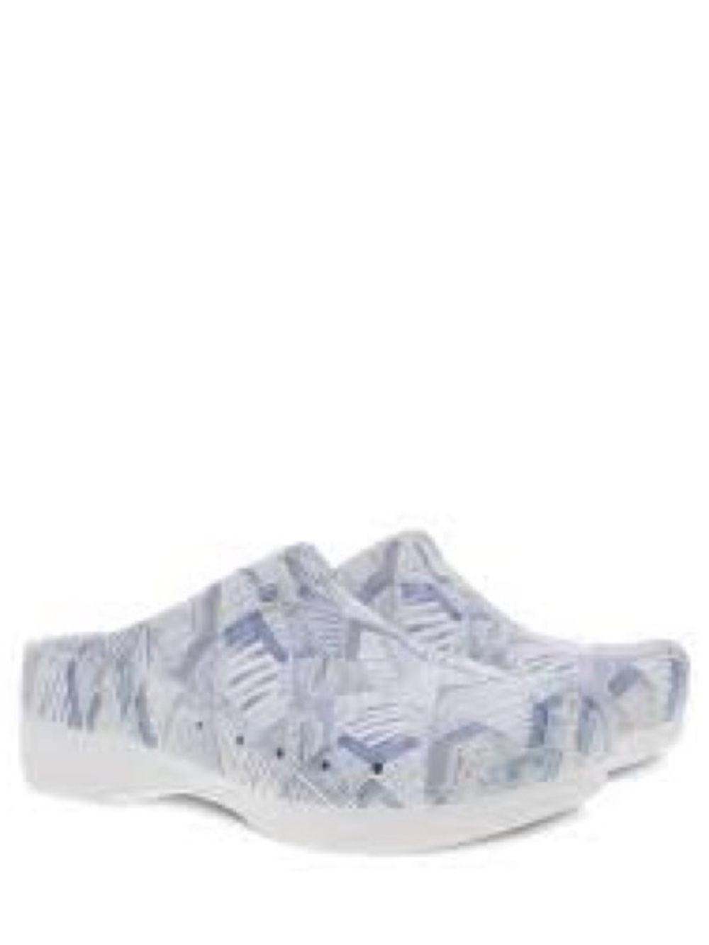 Dansko Womens 41 White Kane Clogs with Light Geometric Pattern